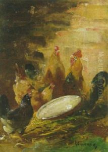 Scene De Basse-cour by Edmond Van Coppenolle