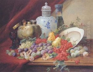 Still Life With Table Of Plums, Red Currants, And Pears by Edmond Van Coppenolle