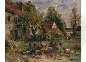 Bauernhof Mit Huhnern by Jacques Van Coppenolle