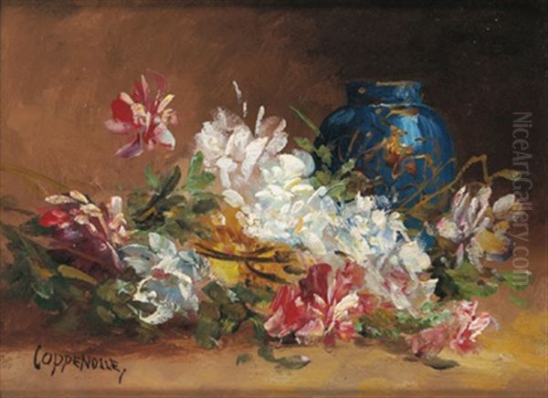 Blumenstuck Mit Einer Blauen Vase - view 1