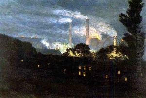 Paysage Nocturne Avec Cheminees D'usines by Omer Coppens
