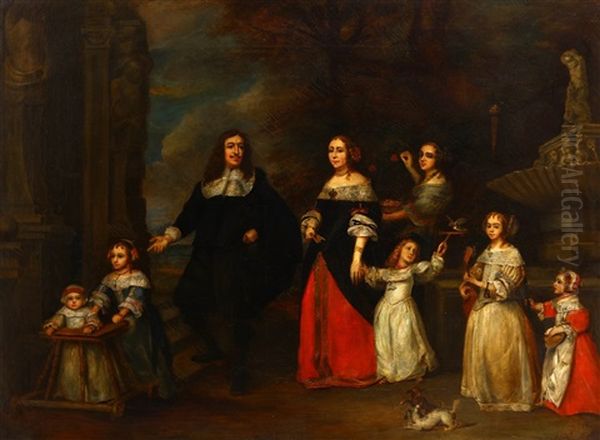 Portrait Of A Family Oil On Canvas 64.5 X 86.8 Cm - view 1