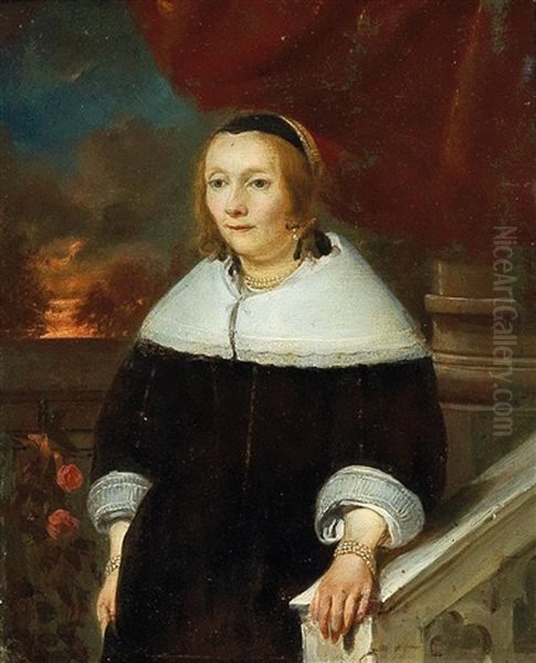 Portrait Of A Lady Near A Balustrade - view 1