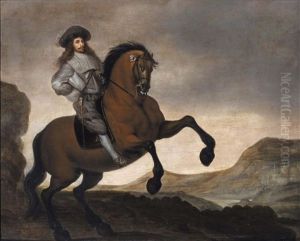 An Equestrian Portrait Of A Gentleman In A Hilly Landscape by Gonzales Coques