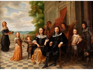 Familienportrait Auf Einer Terrasse