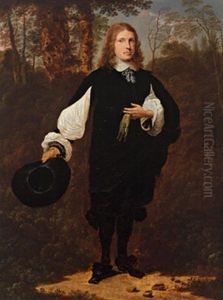 Umkreis Bildnis Eines Eleganten Herrn In Einer Waldlandschaft by Gonzales Coques