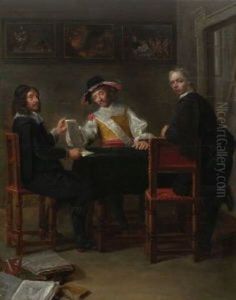 Zwei Kunstliebhaber Zu Besuch Im Atelier Eines Kunstlers by Gonzales Coques