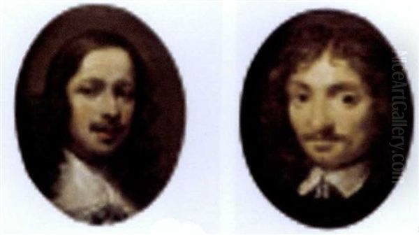 Portraits Of Gentlemen, Head And Shoulders, Wearing Black (pair) - view 1