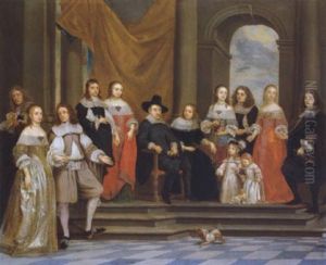 Bildnis Einer Antwerpener Familie Um 1650 Mit Dem Selbstportrat Des Kunstlers by Gonzales Coques