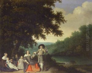 Portrait D'un Chasseur Et De Sa Famille Dans Un Paysage Portrait D'un Chasseur Et De Sa Famille Dans Un Paysage