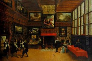 The Neercamer Of A Town House Near The Wharf At Antwerp With A Young Gentleman Receiving An Elegant Visitor With A Companion