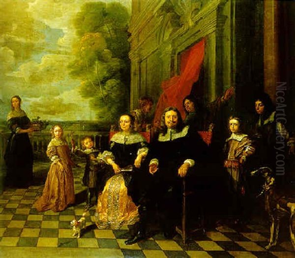 Group Portrait Of A Family On A Terrace - view 1
