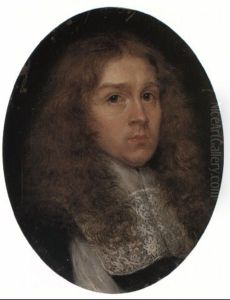 Portrait Of A Gentleman In A Black Coat And Lace Collar by Gonzales Coques