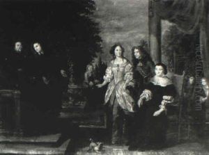 Family Group Portrait On A Terrace by Gonzales Coques