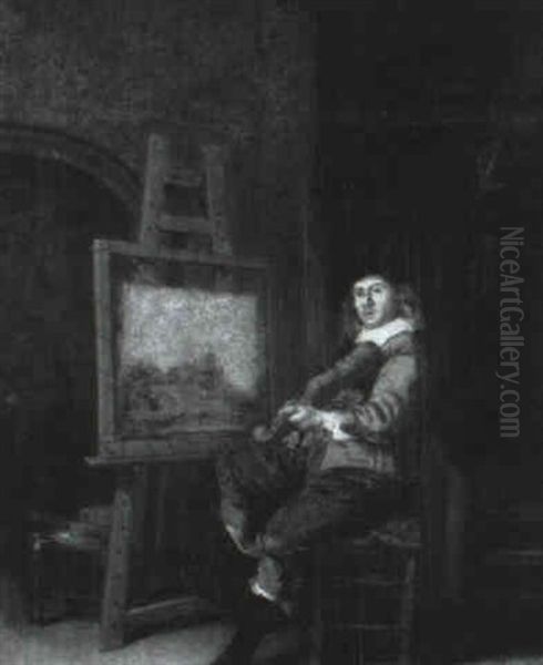 Portrait Of The Artist Playing A Violin - view 1