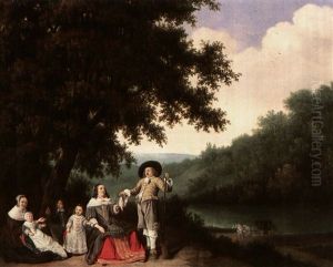 Portrait Of The De Meer Family In A River Landscape thumbnail