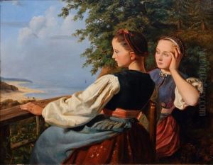 Two Girls By The Baltic Sea by Johann Casper Coqui