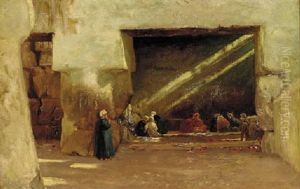 Arabs Resting In A Shaded Interior by Edith Corbet
