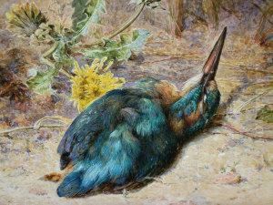 A Kingfisher On A Mossy Bank by Helen Cordelia Coleman Angell