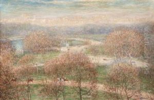 Equestrians And Cherry Blossoms by Gail Sherman Corbett