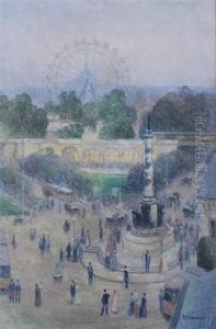 Parisian Courtyard Scene by Gail Sherman Corbett