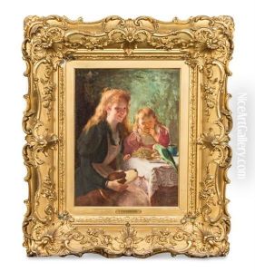 Untitled (woman With Child, Parrot And Dog)
