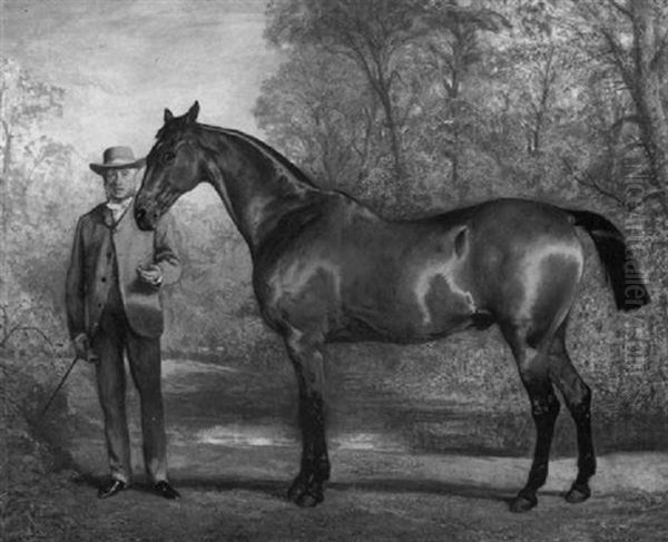 Mr. W. James Holden With His Favorite Hunter In A Landscape - view 1