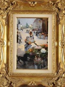 Le Marchand De Fleurs Place De Clichy by Ricardo (Federico) Corchon y Diaque