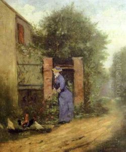 Femme Elegante Nourrissant Ses Poules Femme Elegante Nourrissant Ses Poules