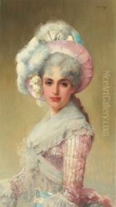 An Elegant Lady In A Pink Hat And Dress