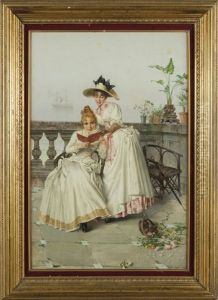 Due Ragazze Sul Terrazzo by Vittorio Matteo Corcos