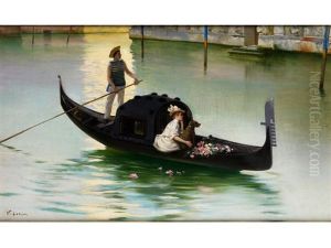 Junge Frau In Einer Gondel Auf Dem Canal Grande by Vittorio Matteo Corcos