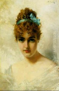A Young Girl In Blue And White