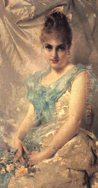 Portrait D'une Jeune Femme Aux Fleurs - view 1