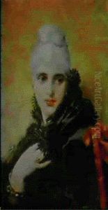An Elegant Lady In Black by Vittorio Matteo Corcos