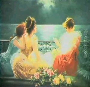 On A Moonlit Balcony by Vittorio Matteo Corcos