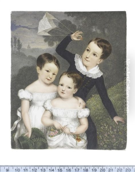 The Three Children Of Bonamy And Caroline Dobree; Bonamy (1818-1907), Caroline (b.1820) And Mary (b.1821 - view 1