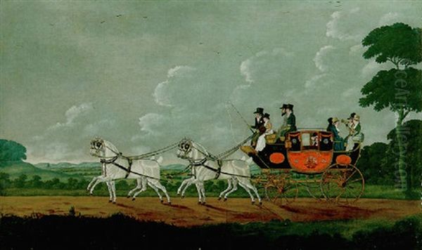 The Cambridge To Charing Cross Mail Coach On A Road, In An Extensive Landscape - view 1