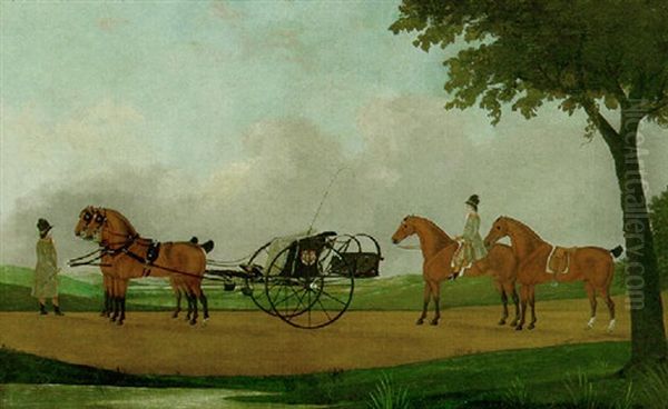 A Curricle And Grooms On A Road In An Extensive Landscape - view 1