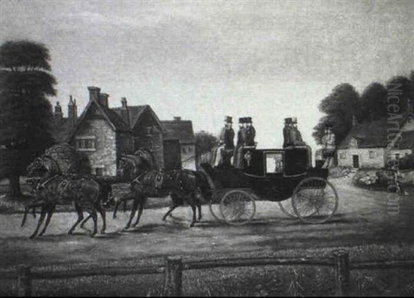 Loaded Coach And Four Setting Out Of A Village - view 1