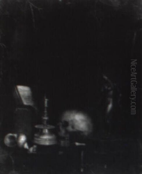 Vanitas Still Life With Books And Other Objects In A Niche - view 1