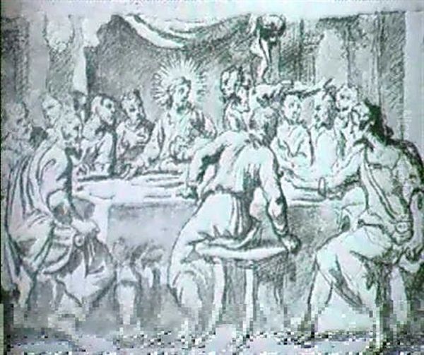 Recto: The Last Supper Verso: A Perspectival Sketch - view 1