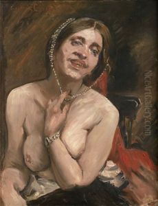 Weiblicher Halbakt Im Sessel (die Schauspielerin Gertrud Eysoldt) by Lovis (Franz Heinrich Louis) Corinth
