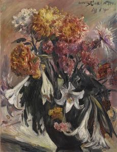Chrysanthemen Und Lilien (chrysanthemums And Lilies) by Lovis (Franz Heinrich Louis) Corinth