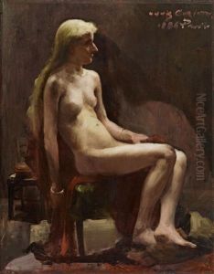 Sitzender Weiblicher Akt by Lovis (Franz Heinrich Louis) Corinth