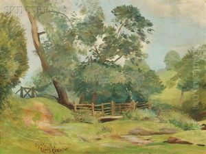 Verdant Landscape With Split Rail Fence by Lovis (Franz Heinrich Louis) Corinth