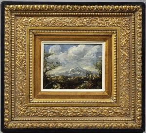 Landschaft, Im Hintergrund Berggipfel