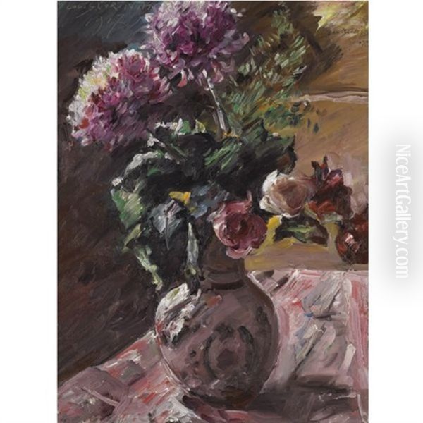 Chrysanthemen Und Rosen Im Krug (chrysanthemums And Roses In A Pitcher) - view 1
