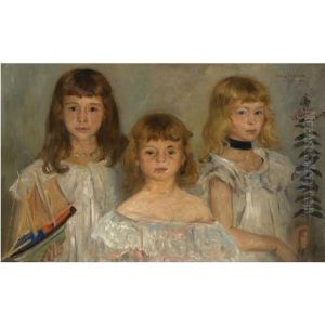 Drei Kleine Madchen (three Girls) by Lovis (Franz Heinrich Louis) Corinth