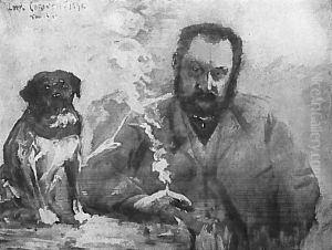 Herr Am Tisch Mit Hund Herr Am Tisch Mit Hund